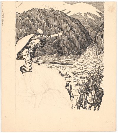 Roland blåser i hornet av Niels Skovgaard