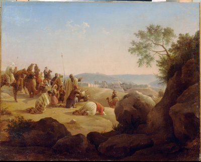 Les pelerins devant Jerusalem (Israel). Painture av Nikanor Grigorievich Chernetsoff (ved Chernetsy ved Chernetsy ved Chernetsy ved Chernetsy av Nikanor Grigorievich Tschernezoff