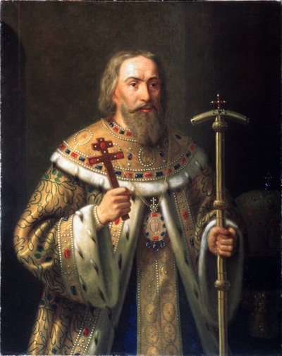 Portrett av patriark Filaret av Moskva Fyodor Nikitich Romanov 1553-1633, midten av 1800-tallet. av Nikanor Leontievich Tiutriumov