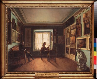 Malerens atelier - Maleri av Nikita Zaytsev (1787-1828), olje på lerret, rundt 1820 russisk kunst 1800-tallet - Tretyakov-statlige galleri, Moskva av Nikita Zaytsev