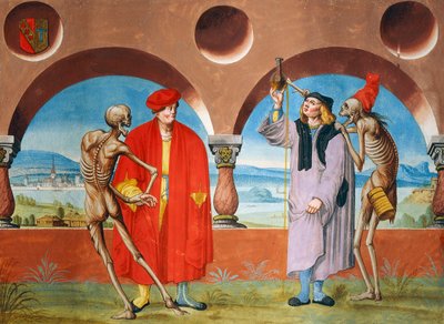 Death, Lawyer and Doctor fra Dance of Death-syklusen av Albrecht Kauw av Niklaus Manuel