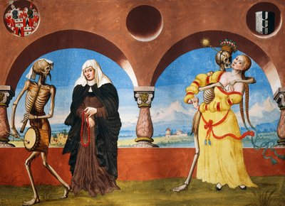 Død, enke og ung kvinne fra Dance of Death-syklusen av Albrecht Kauw av Niklaus Manuel