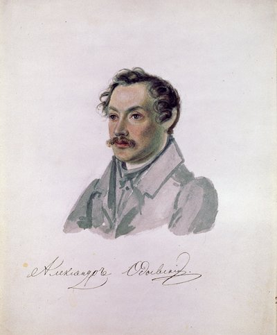 Portrait du poete et decabriste Comte Alexander I.Odoevsky (1802-1839) (decabrisme) (Portrett av poeten, Decembrist Count Alexander I. Odoevsky). Peinture de Nikolai Alexandrovich Bestuzhev (1791-1855). Aquarelle sur papier, 22,2 x 17,8 cm av Nikolai Alexandrovich Bestuzhev