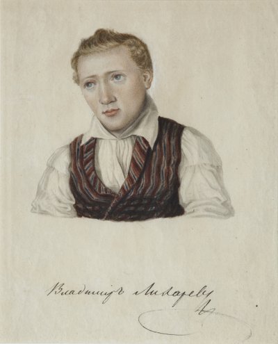 Portrett av desembrist Vladimir Nikolayevich Likharev 1803-1840, 1828 av Nikolai Alexandrovich Bestuzhev