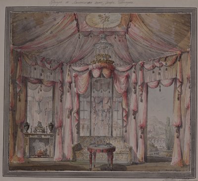 Interiørdesign for boudoiret i grev Bezborodko-huset i Moskva, 1790-tallet av Nikolai Alexandrovich Lvov