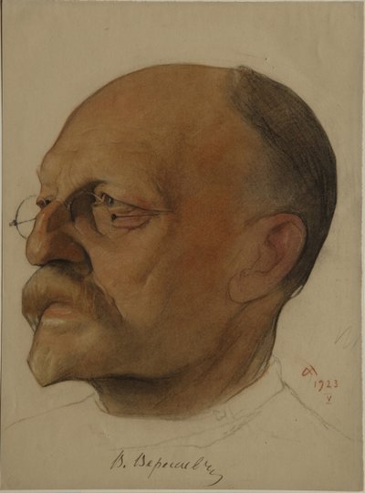 Portrett av Vikenty Vikentyevich Veresaev 1867-1945, 1923 av Nikolai Andreevich Andreev