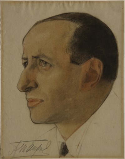 Portrett av regissøren Alexander Tairov 1885-1950, tidlig på 1920-tallet av Nikolai Andreevich Andreev
