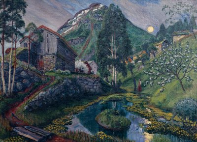 Moonlight In Dvergs Valley, ca 1915 (maleri) av Nikolai Astrup