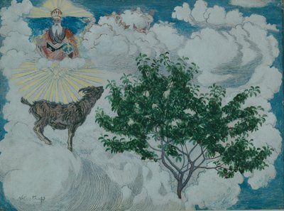 Bukken som kom til himmelen (olje på lerret) av Nikolai Astrup