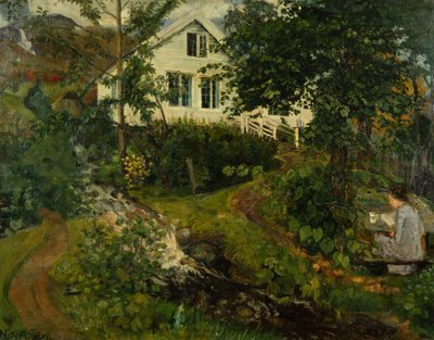 The Old Vicarage, før 1908 (olje på lerret) av Nikolai Astrup