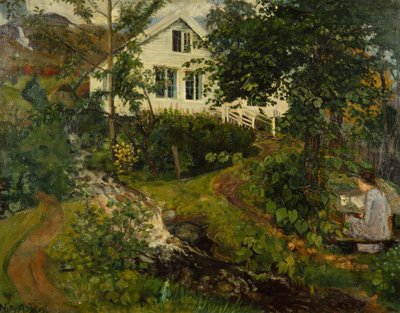 Den gamle prestegård, før 1908 av Nikolai Astrup