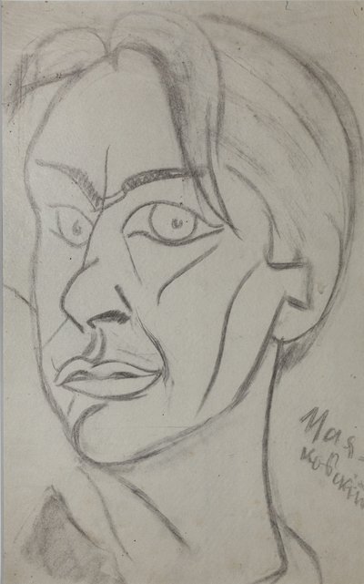 Poeten Vladimir Mayakovsky 1893-1930, 1913. av Nikolai Ivanovich Kulbin