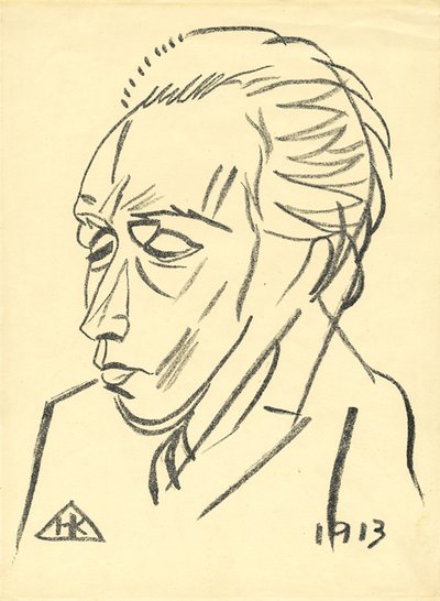 Portrett av poeten Velimir Khlebnikov 1885-1922, 1913 av Nikolai Ivanovich Kulbin