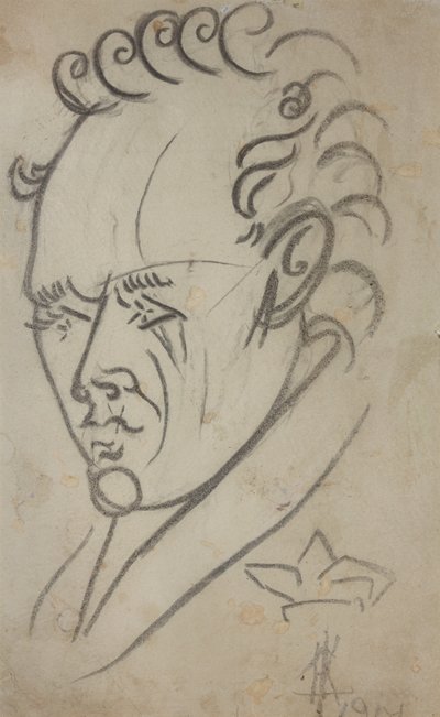 Portrett av poeten Vasili Kamensky 1884-1961, 1913. av Nikolai Ivanovich Kulbin