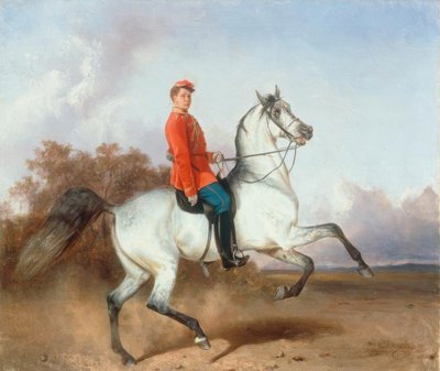 Ridesportrett av en husar av Nikolai Jegorowitsch Swertschkow