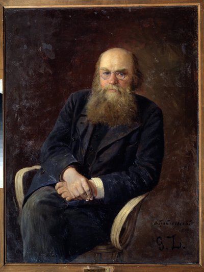 Portrett av forfatteren Nikolay N. Zlatovratsky (1845-1911) (Portrett av forfatteren N.N. Zlatovratsky). Maleri av Nikolai Karlovich Grandkovsky (1864-1907), olje på lerret av Nikolai Karlovich Grandkovsky