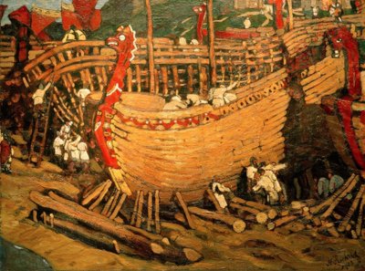 Bygging av skip av Nikolai Konstantinowitsch Roerich