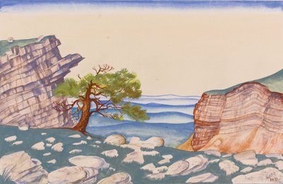 Scenedesign for balletten The Rite of Spring Le Sacre du Printemps av I. Stravinsky av Nikolai Konstantinowitsch Roerich