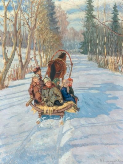 Barn på slede av Nikolai P. Bogdanow Bjelski