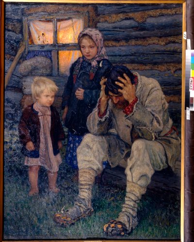 Deuil - Bogdanov-Belsky, Nikolai Petrovich (1868-1945) Sørgeolje på lerret 1909 Regionalt kunstmuseum, Sumy 141x106 av Nikolai Petrovich Bogdanov Belsky