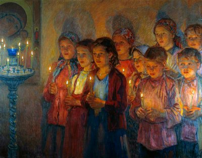 I kirken', 1939. av Nikolai Petrovich Bogdanov Belsky