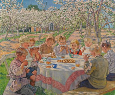 Te i eplehagen. av Nikolai Petrovich Bogdanov Belsky