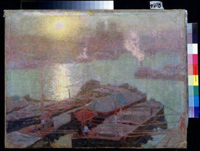 Seinen i Paris (Seinen i Paris). Maleri av Nikolai Vasilyevich Dosekin (1863-1935). Olje på lerret, 48,2 x 63,7 cm av Nikolai Vasilyevich Dosekin