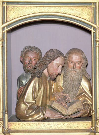 St. Jakob den mindre, St. Filip og St. Barnabas, fra Isenheim-altertavlen, ca. 1490 (malt tre) av Nikolaus Hagenauer