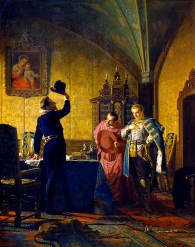 Falske Dmitry avlegger en ed om troskap til kong Sigismund III Vasa, 1874. av Nikolay Nevryov