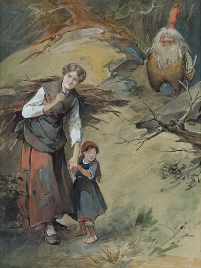 Jentebarn og alfe av Nils Bergslien