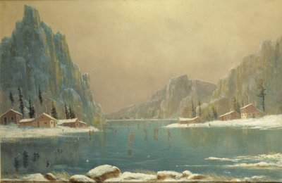 Skatere på en innsjø, 1800-tallet av Nils Hans Christiansen