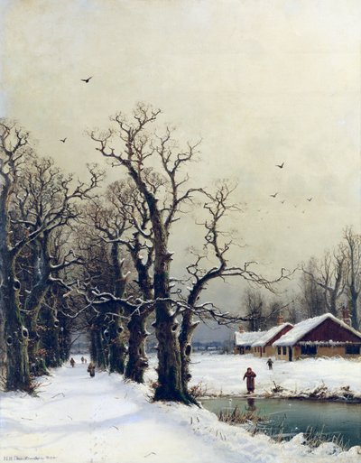 Vinterscene, 1800-tallet av Nils Hans Christiansen