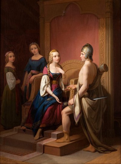 Heimdall returnerer Brisingamen til Freya, 1846 av Nils Jakob Blommér