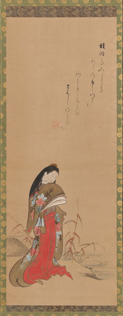 Lady Ise ved elvebredden, sent på 1700-tallet. av Nishikawa Sukenobu