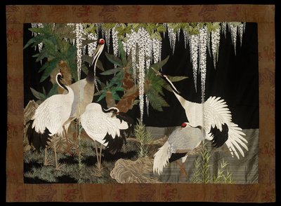 Traner, cycader og blåregn, c1905 av Nishimura Sozaemon