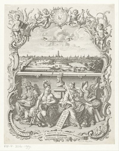 Utsikt over Utrecht og allegori med Minerva og dyder av Noach van der Meer (I)