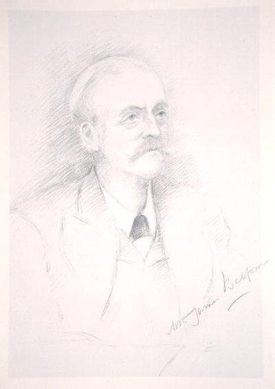 Portrett av Sir Arthur James Balfour (1848-1930) fra et album på Entente Cordiale av Noel Dorville