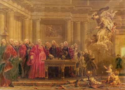Magistratene i Paris mottar nyheter om freden, 21. juni 1763 av Noel Halle