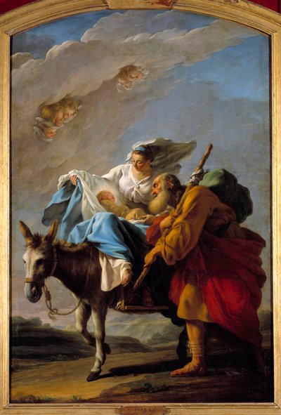 Flyturen til Egypt. Maleri av Christmas Halle (1711-1781) av Noel Halle