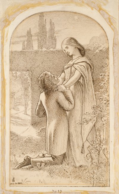 To elskere i en stjernebelyst hage, 1862 av Noel Paton