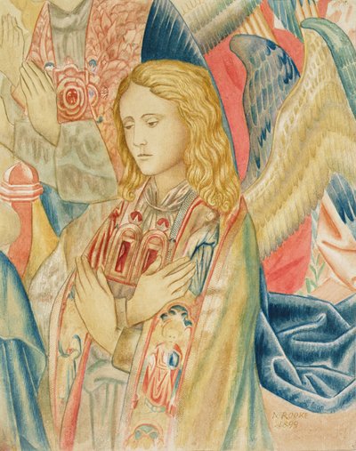 Engel, etter en detalj av et flamsk billedvev på South Kensington Museum (Vamp;A) av Noel Rooke