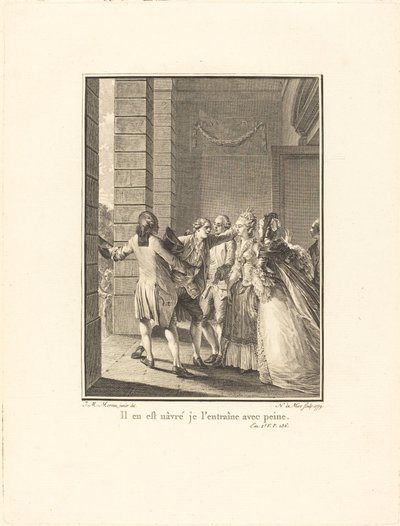 Han beklager, jeg trener ham med vanskeligheter av Noël Le Mire after Jean Michel Moreau