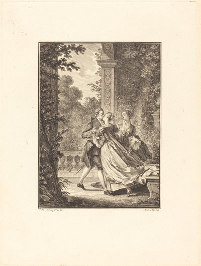 Uten å forstå noe av dette mysteriet av Noël Le Mire after Jean Michel Moreau