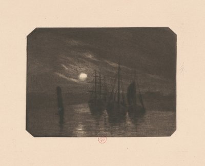 En månebelyst havn av Norbert Goeneutte