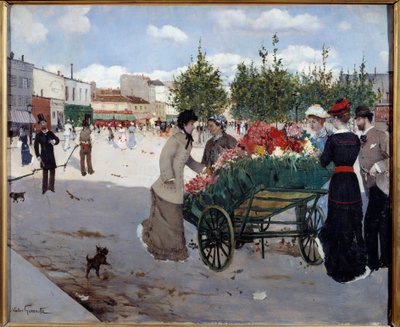 Blomsterhandler på Boulevard Rochechouart i Paris (Marche de la Madeleine). Maleri av Norbert Goeneutte (1854-1894) av Norbert Goeneutte