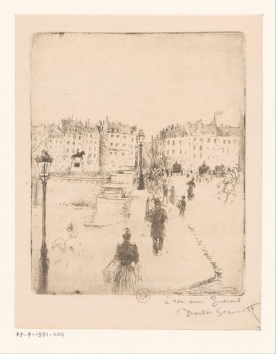 Utsikt over Pont Neuf i Paris av Norbert Goeneutte