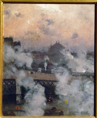 Europabroen om natten (maleri på lerret) av Norbert Goeneutte