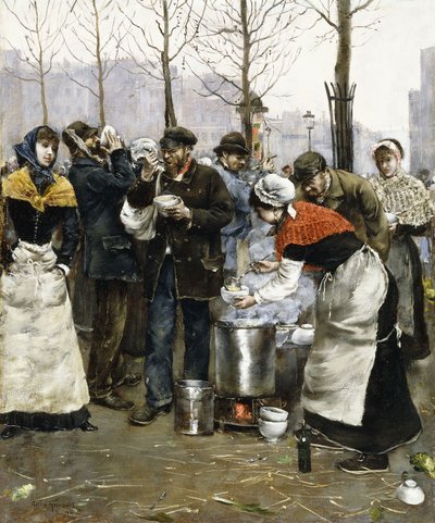 Suppe til messene på en vinterdag, Paris, 1881 av Norbert Goeneutte