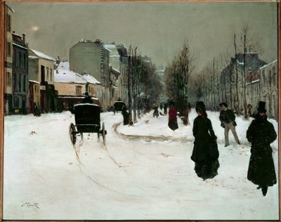 Boulevard de Clichy under snø (maleri på lerret) av Norbert Goeneutte