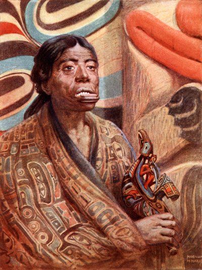 En Haida-kvinne fra Queen Charlotte Island (Nordvest-Amerika) av Norman Hardy